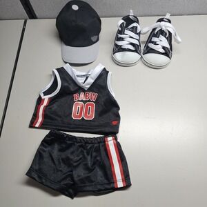 Build A Bear Outfit Black Basketball Uniform Top Shoes Shorts Hat BAB Set